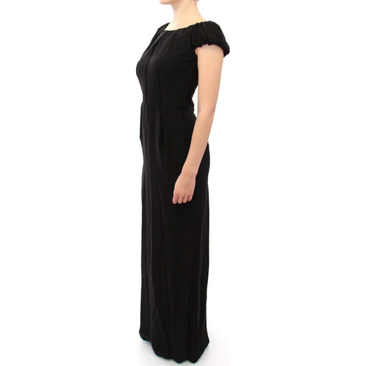 Dolce & Gabbana Elegant Silk Shortsleeved Evening Gown black-silk-shortsleeve-gown-maxi-it-dress WOMAN DRESSES s-l1600-9-e0bd97e9-12d.jpg