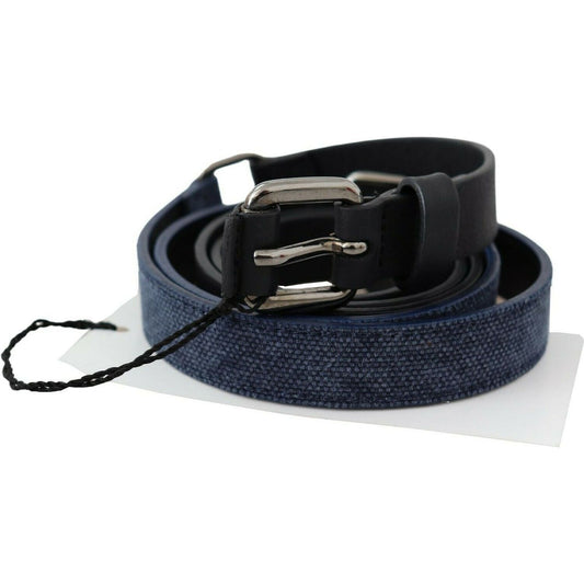Costume National Black Blue Leather Silver Logo Belt black-blue-leather-silver-logo-belt WOMAN BELTS