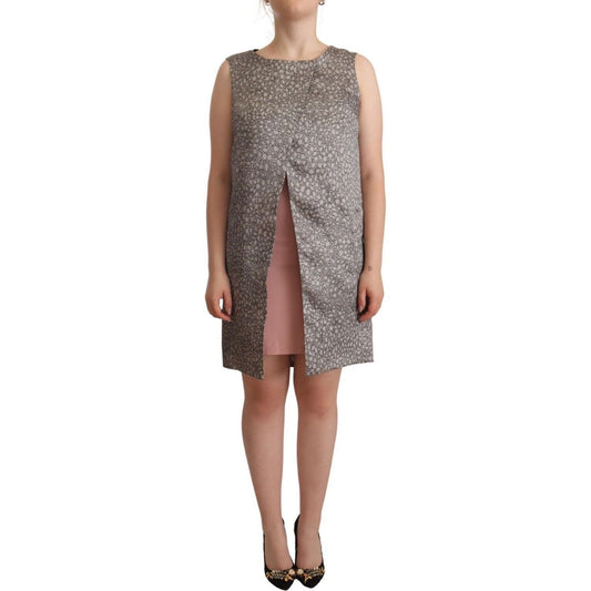 Comeforbreakfast Elegant Silk Shift Dress in Sophisticated Gray WOMAN DRESSES gray-sleeveless-shift-knee-length-dress
