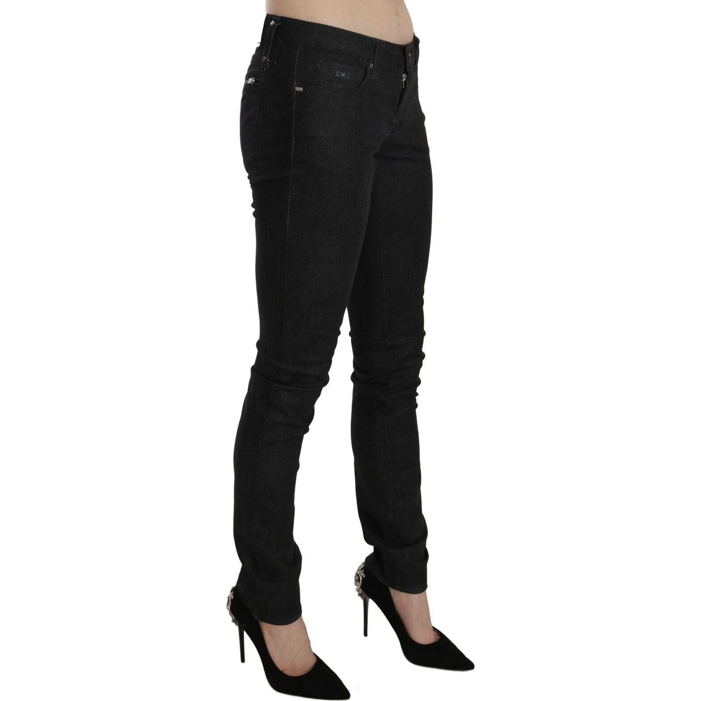 Costume National Chic Low Waist Slim Fit Skinny Denim black-low-waist-skinny-casual-denim-jeans
