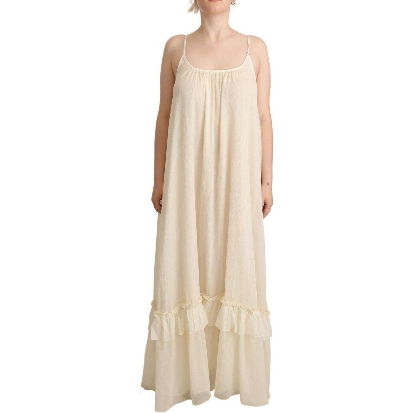 McRichard Designer Brands Elegant Off White A-Line Floor Length Dress off-white-spaghetti-strap-floor-length-dress