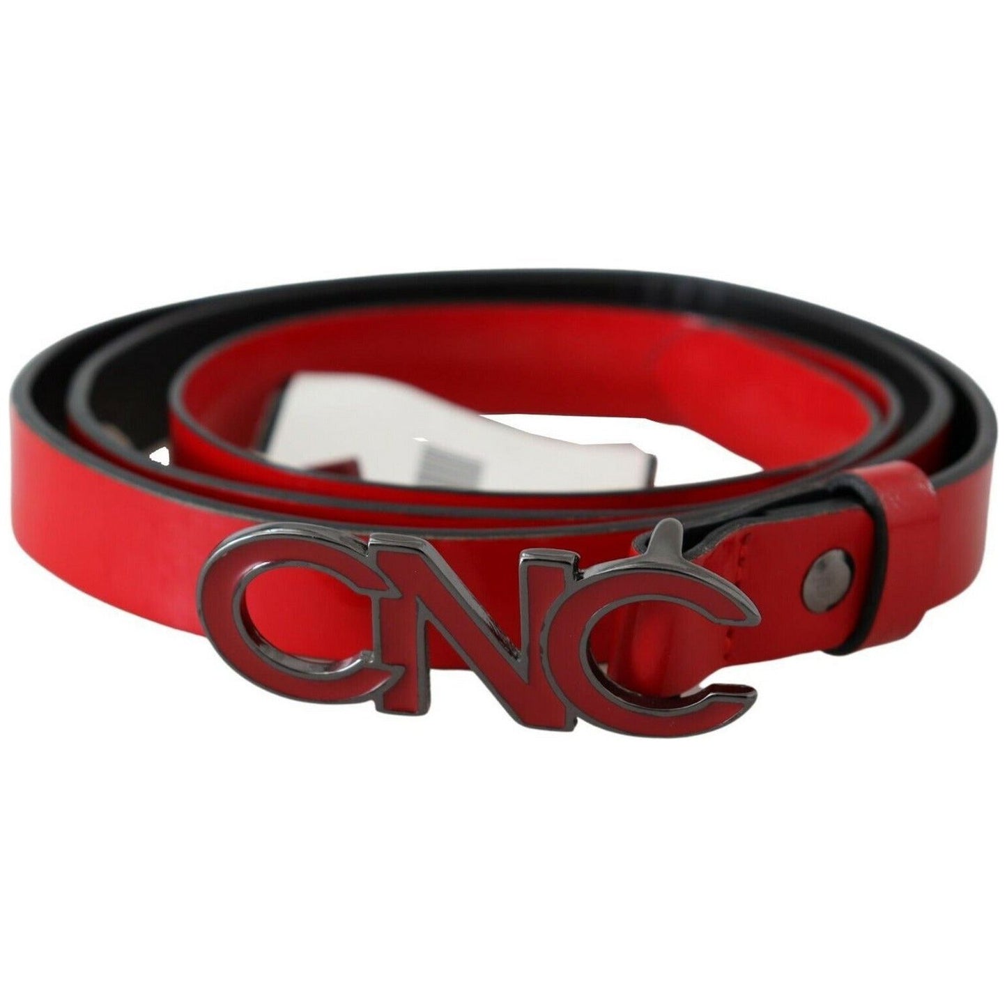 Costume National Chic Red Leather Waist Belt with Black-Tone Buckle WOMAN BELTS red-black-reversible-leather-logo-buckle-belt