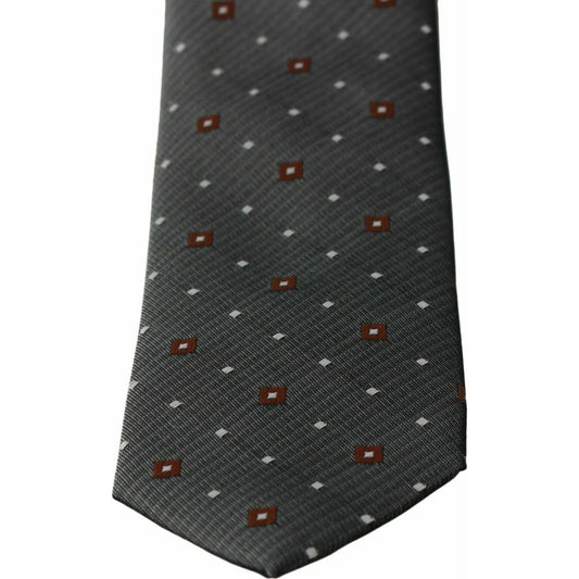 Dolce & Gabbana Elegant Gray Patterned Silk Blend Neck Tie gray-patterned-classic-mens-slim-necktie