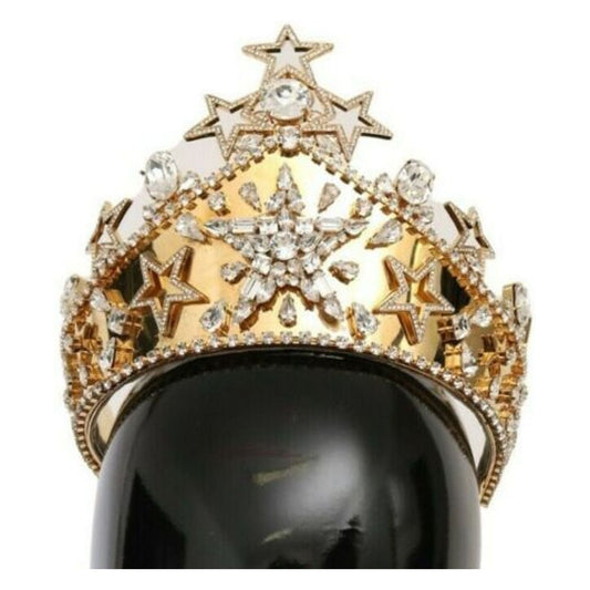 Dolce & Gabbana Regal Crystal Diadem Gold Tiara gold-crystal-star-strass-crown-logo-diadem-tiara