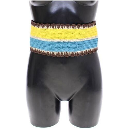 Dolce & Gabbana Yellow Striped Wide Waist Raffia Belt yellow-striped-wide-waist-raffia-belt MAN BELTS