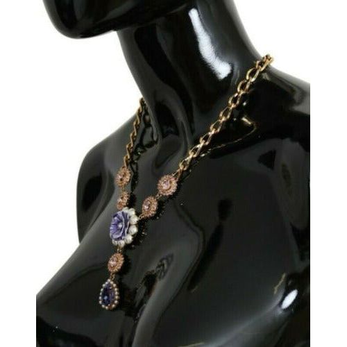 Dolce & Gabbana Elegant Gold Crystal Floral Charm Necklace pink-gold-brass-crystal-purple-pearl-pendants WOMAN NECKLACE s-l500-9-f0b91a3b-0e2.jpg