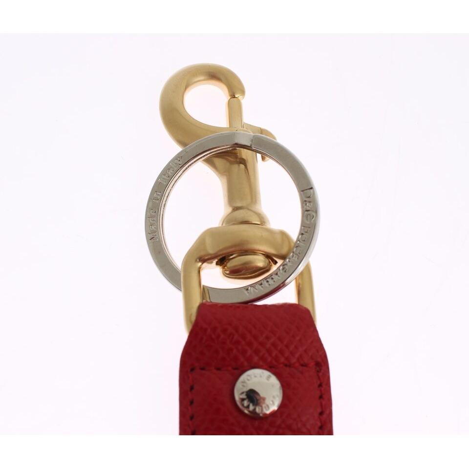 Dolce & Gabbana Chic Multicolor Raffia Leather Keychain gold-yellow-raffia-leather-clasp-finder-chain-keyring