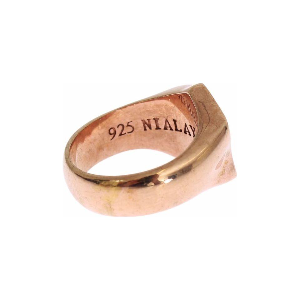Nialaya Chic Pink Gold Plated Sterling Silver Ring pink-gold-925-silver-authentic-clear-ring