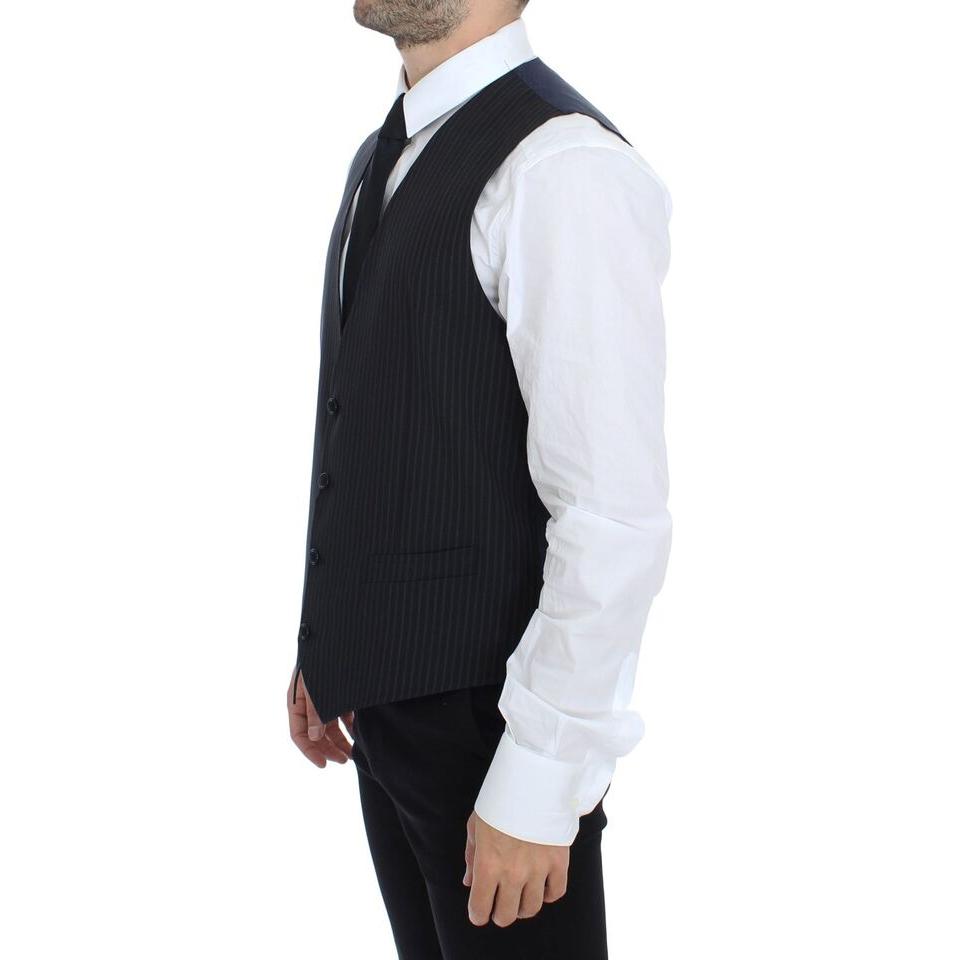 Dolce & Gabbana Elegant Gray Striped Dress Vest gray-stretch-formal-dress-vest-gilet-1