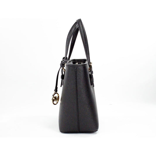 Michael Kors | Jet Set Black Saffiano Leather XS Carryall Top Zip Tote Bag Purse| McRichard Designer Brands   