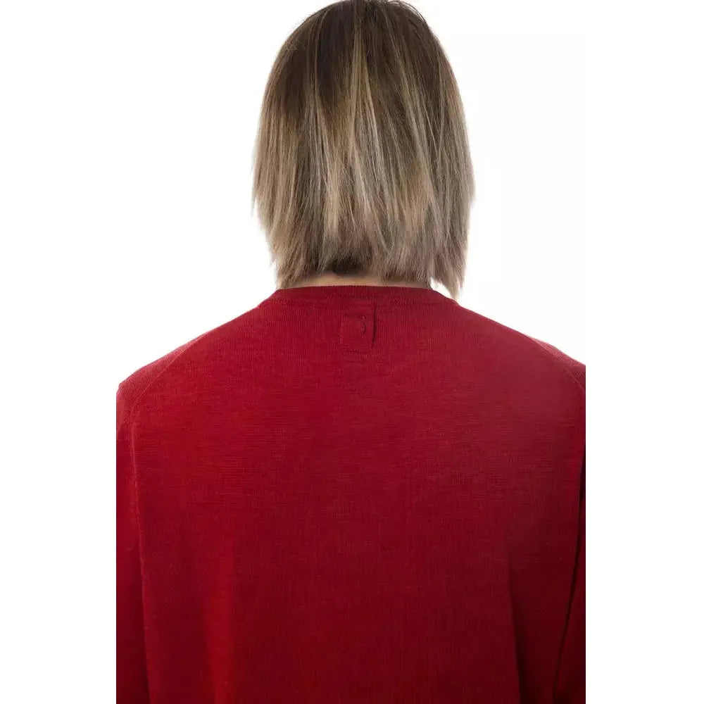 Billionaire Italian Couture Embroidered Merino Wool Crew Neck Sweater red-merino-wool-sweater