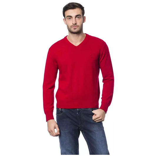 Billionaire Italian Couture Embroidered Merino Wool Crew Neck Sweater rosso-red-sweater-1