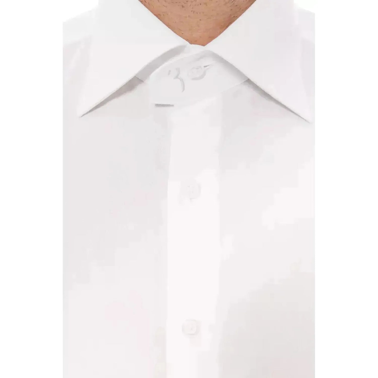Billionaire Italian Couture Elegant Monogrammed White Cotton Shirt white-cotton-shirt-30
