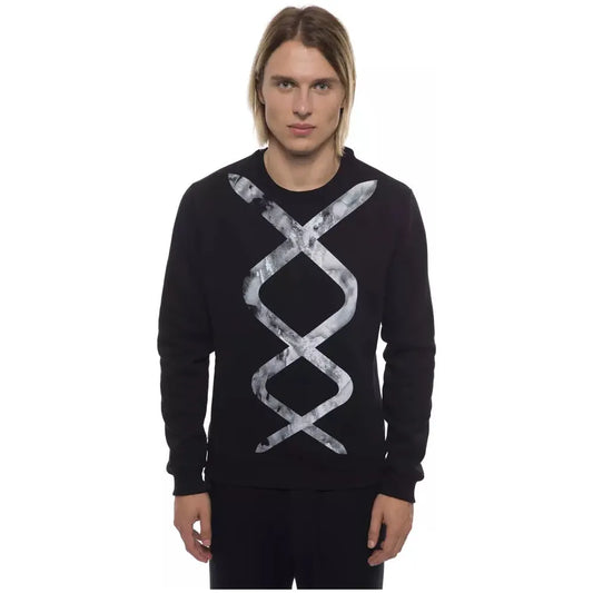 Nicolo Tonetto Chic Monochrome Cotton Sweatshirt black-white-cotton-sweater-1