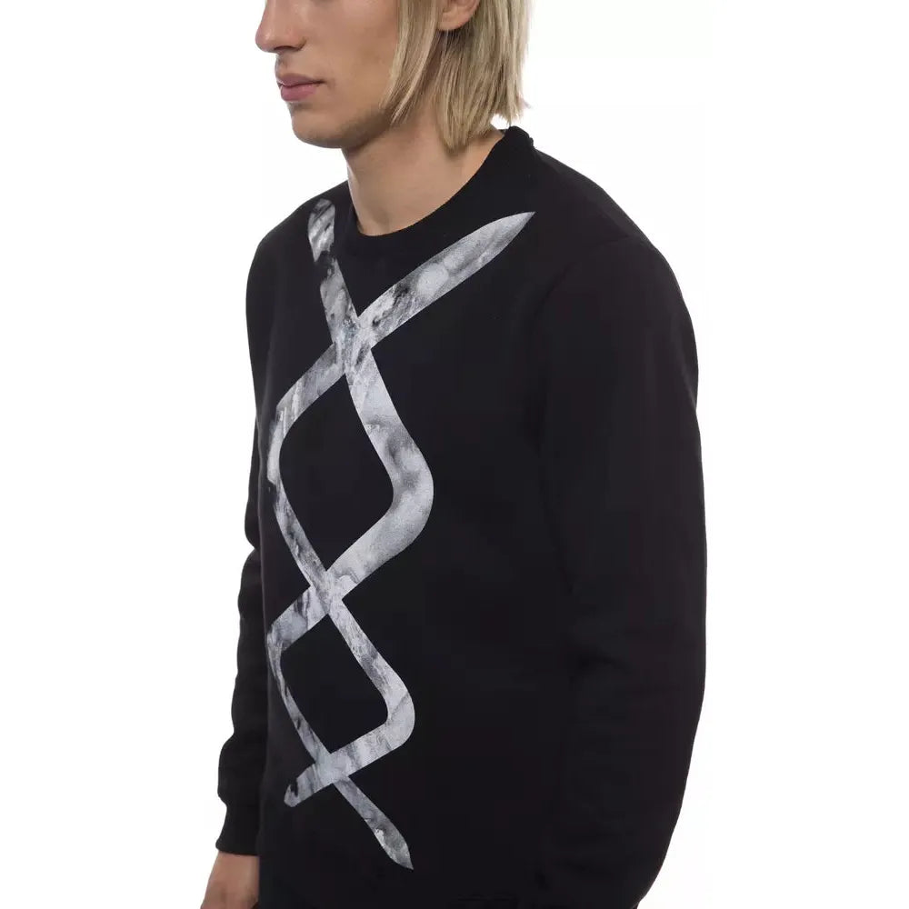 Nicolo Tonetto Chic Monochrome Cotton Sweatshirt black-white-cotton-sweater-1