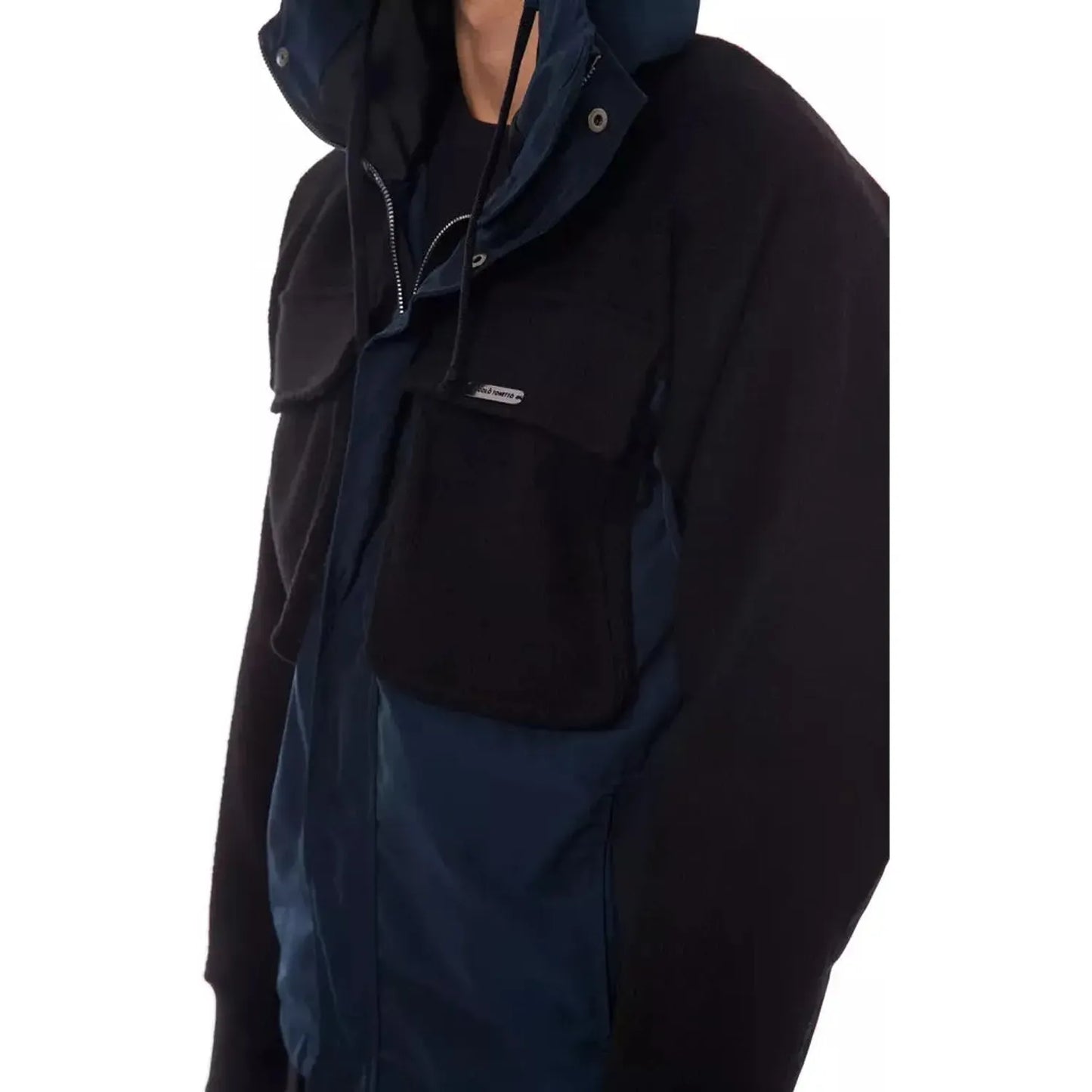 Nicolo Tonetto Elegant Wool Blend Hooded Jacket Coats & Jackets black-blue-jacket