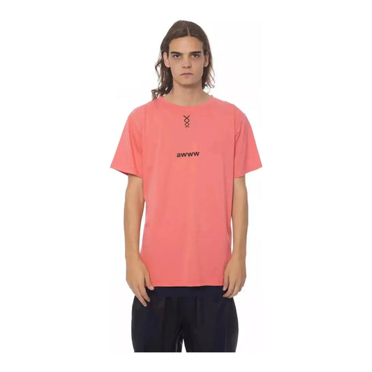 Nicolo Tonetto Elegant Pink Round Neck Cotton Tee salmone-t-shirt