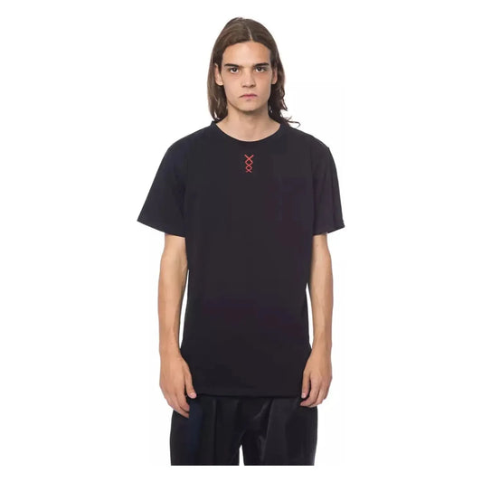 Nicolo Tonetto Elegant Printed Short Sleeve Round Neck Tee nero-black-t-shirt-7