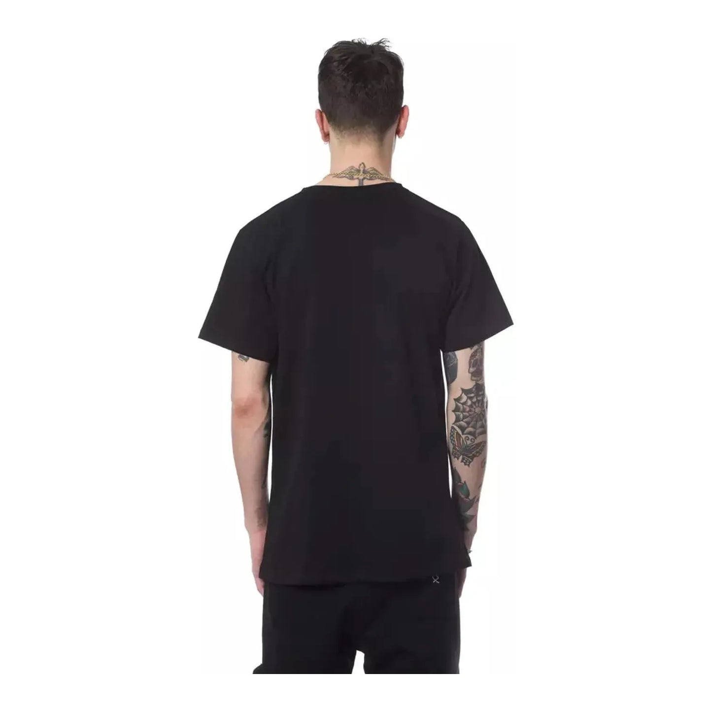 Nicolo Tonetto Elegant Round Neck Printed Tee nero-black-t-shirt-10
