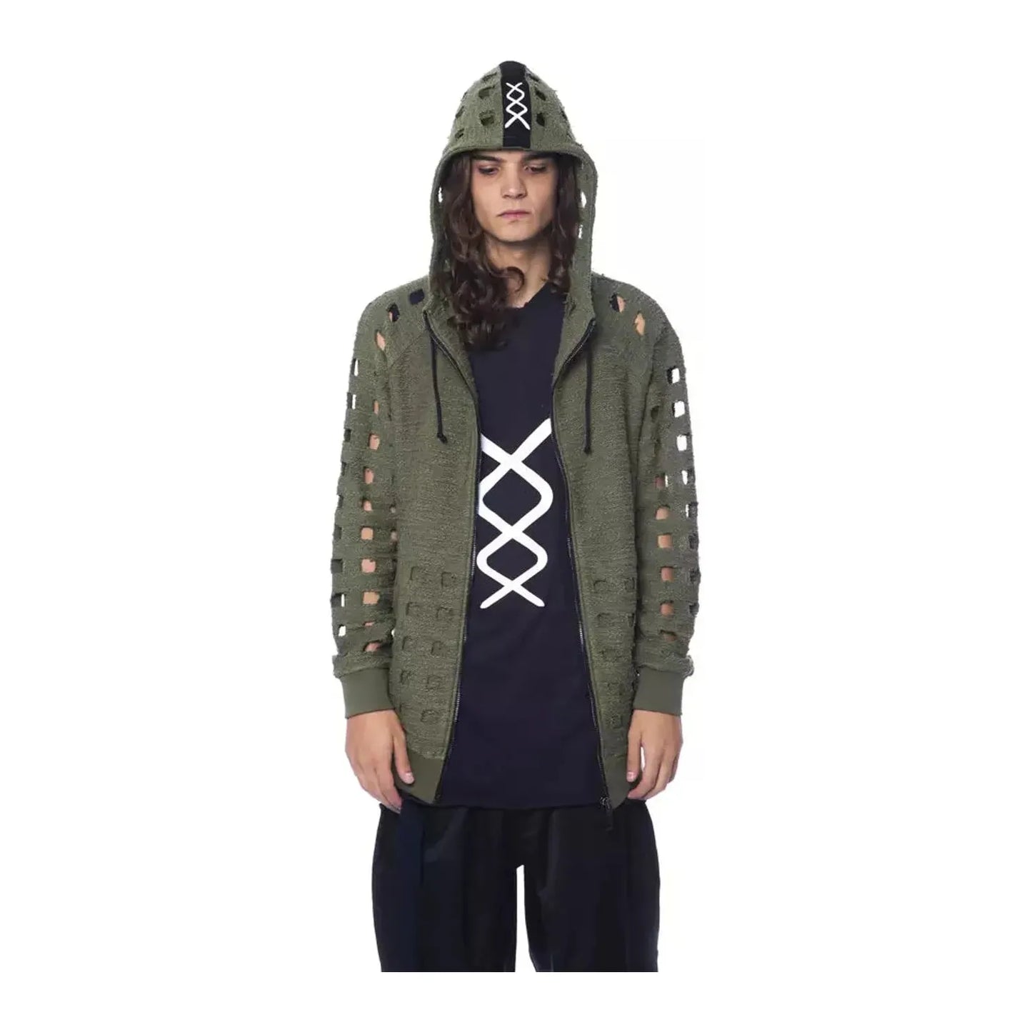 Nicolo Tonetto Oversized Hooded Fleece - Army Zip Comfort army-sweater-1