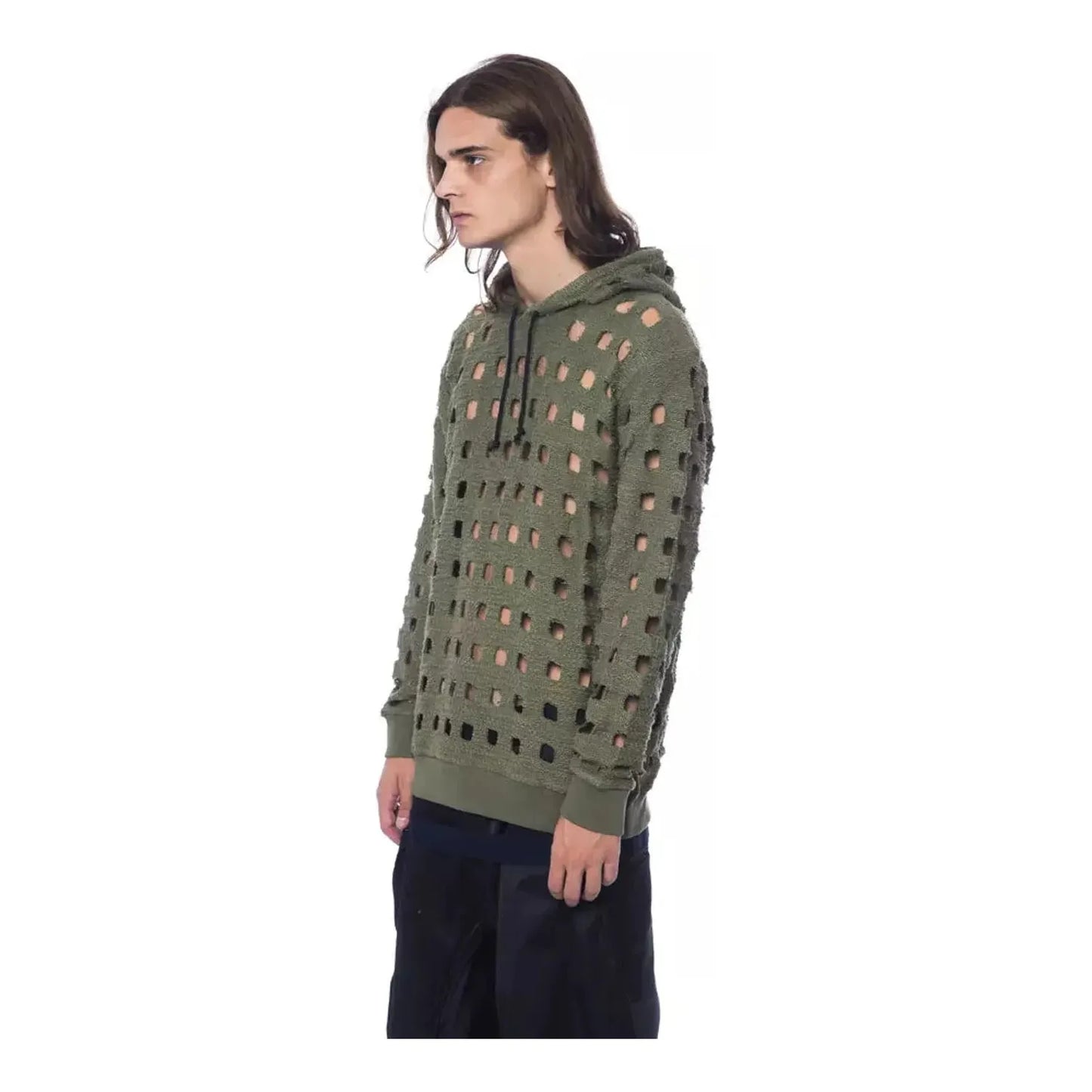 Nicolo Tonetto Army Perforated Cotton Hoodie - Casual Elegance army-sweater