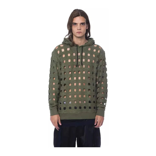 Nicolo Tonetto Army Perforated Cotton Hoodie - Casual Elegance army-sweater