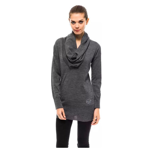 Montana Blu Embellished High Collar Gray Sweater gray-wool-sweater