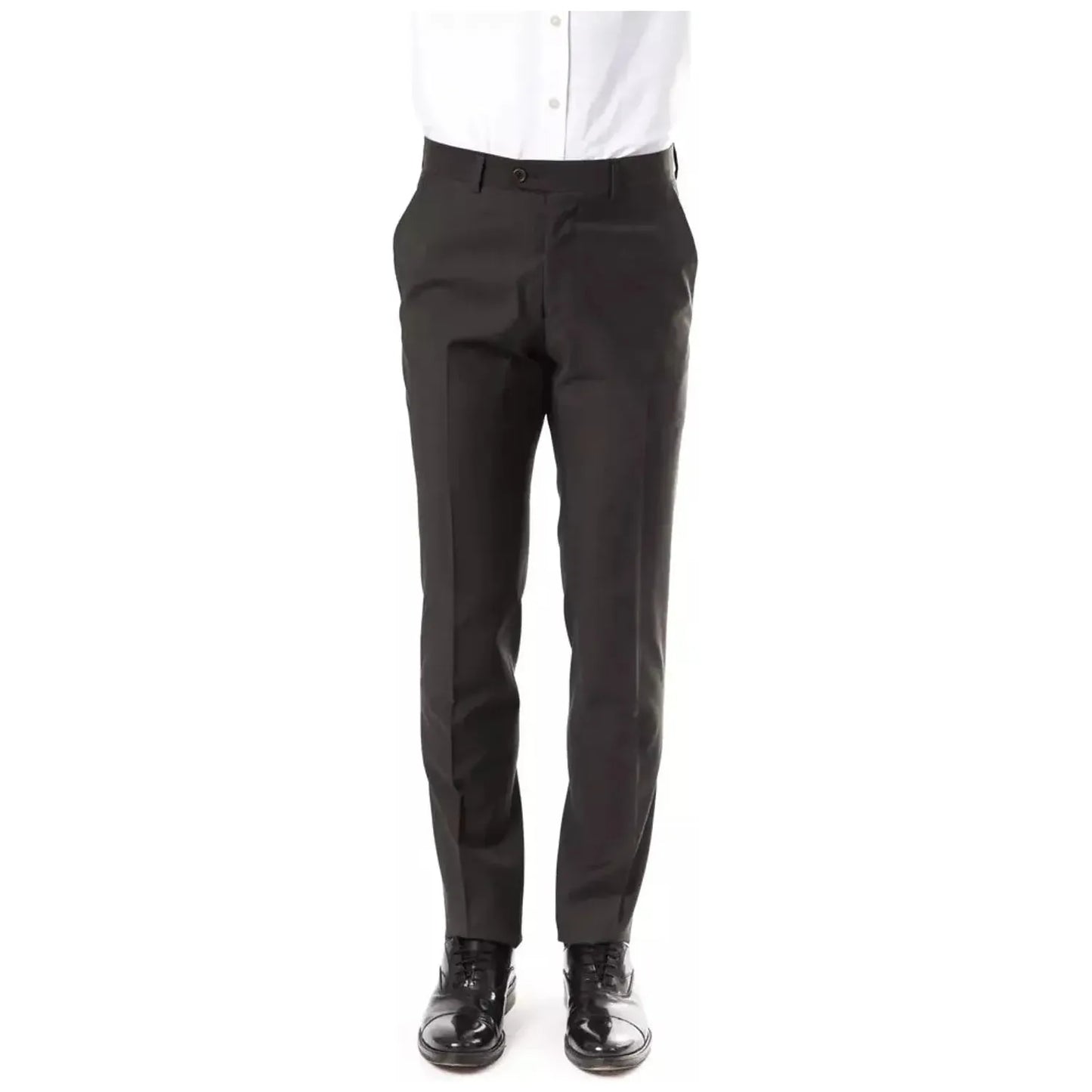 Uominitaliani Elegant Gray Woolen Suit Pants - Drop 7 gray-wool-jeans-pant-1