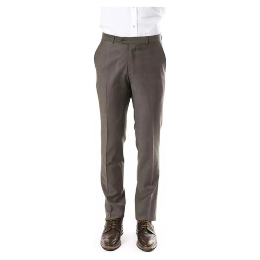 Uominitaliani Elegant Gray Woolen Suit Pants - Drop 7 Cut u-jeans-pant-5