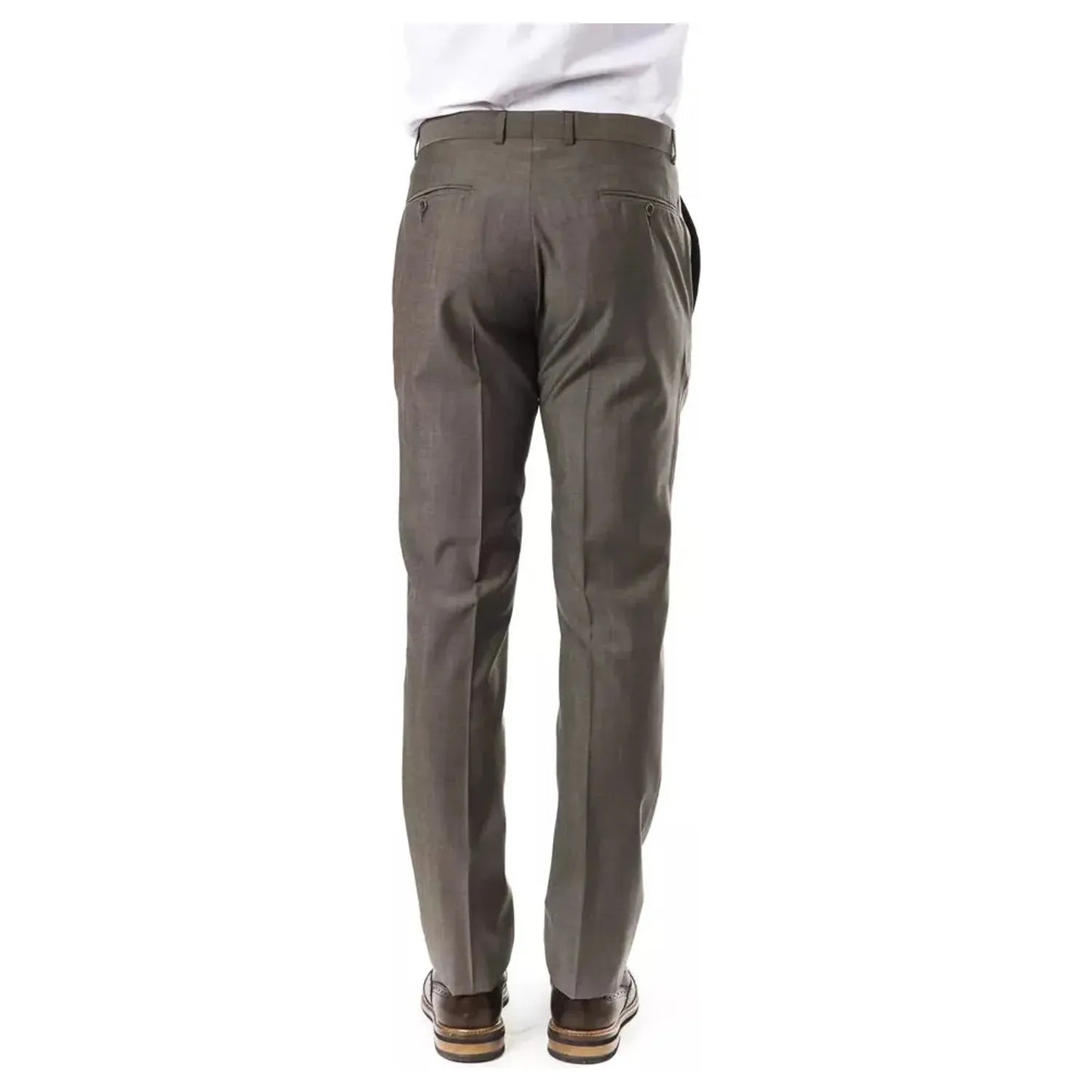 Uominitaliani Elegant Gray Woolen Suit Pants - Drop 7 Cut u-jeans-pant-5