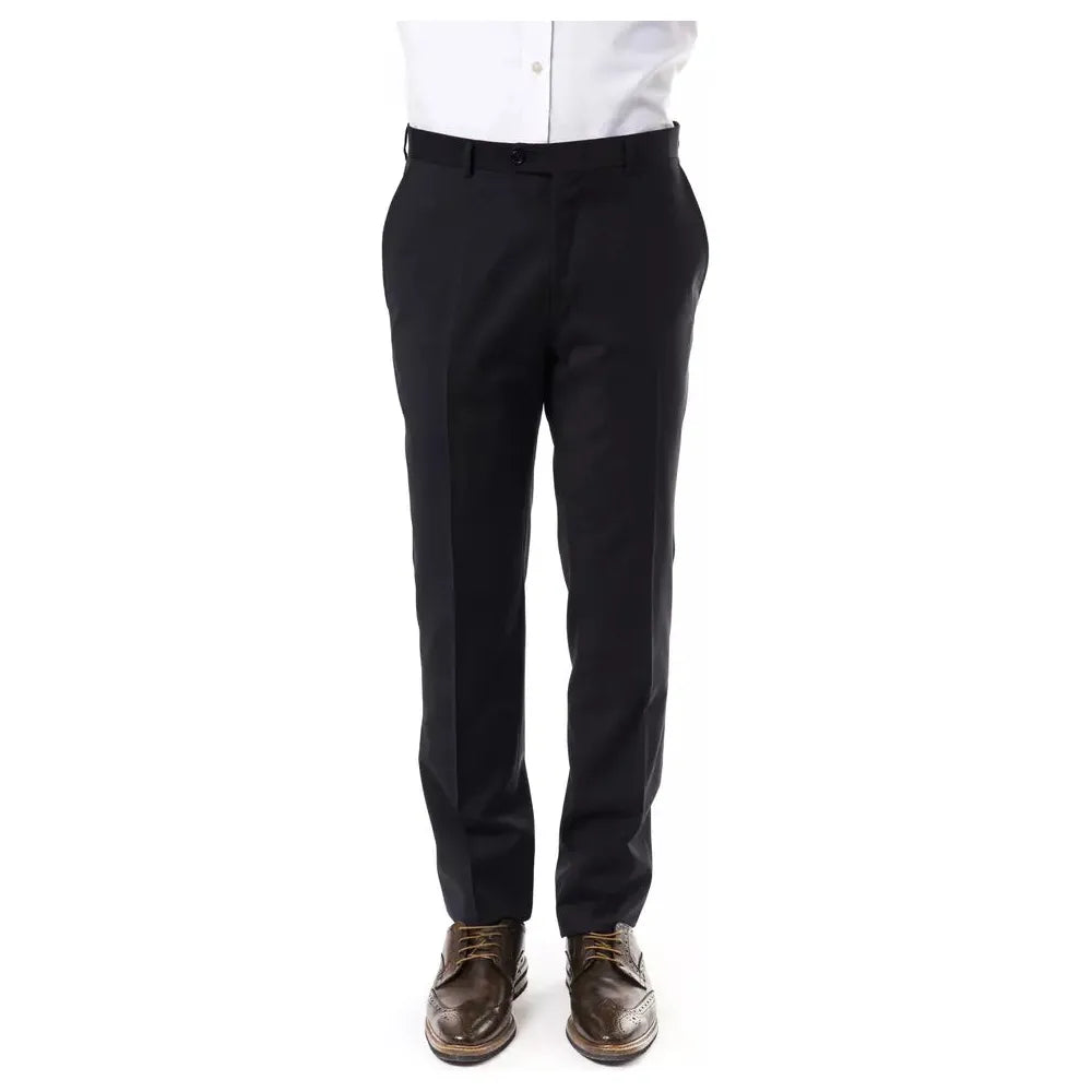 Uominitaliani Elegant Gray Woolen Suit Pants for Gentlemen gray-wool-jeans-pant-2