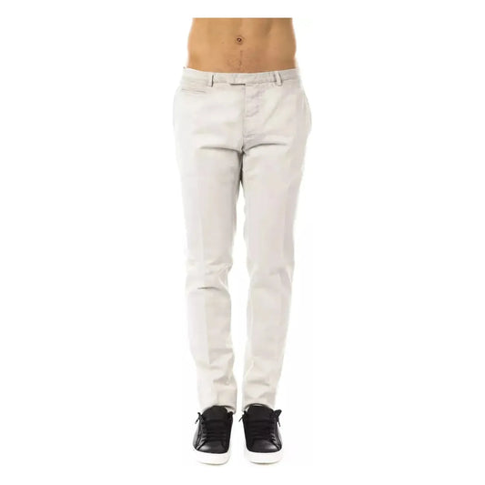 Uominitaliani Elegant Gray Casual Cotton Pants jeans-pant-3 Jeans & Pants
