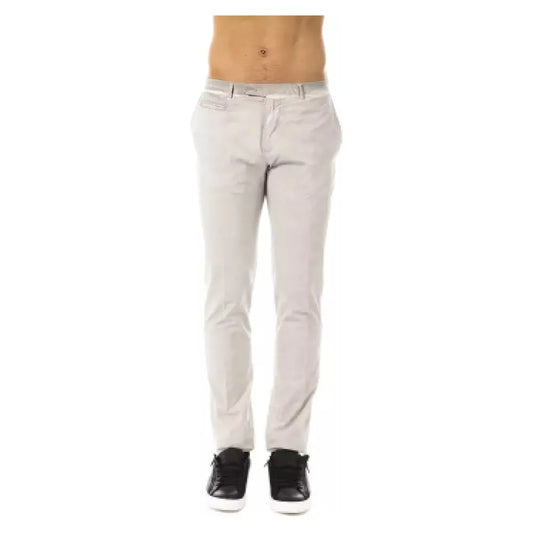 Uominitaliani Sleek Gray Casual Fit Cotton Pants for Men gray-cotton-jeans-amp-pant