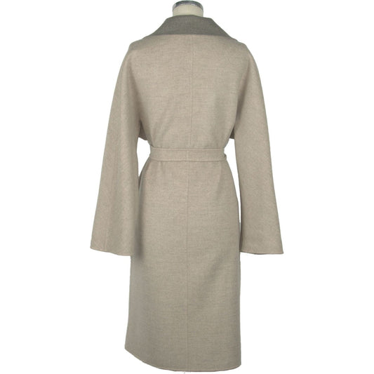 Made in Italy Elegant Italian Virgin Wool Coat beige-wool-jackets-coat-1