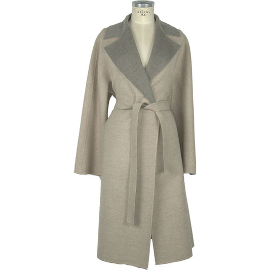 Made in Italy Elegant Italian Virgin Wool Coat beige-wool-jackets-coat-1