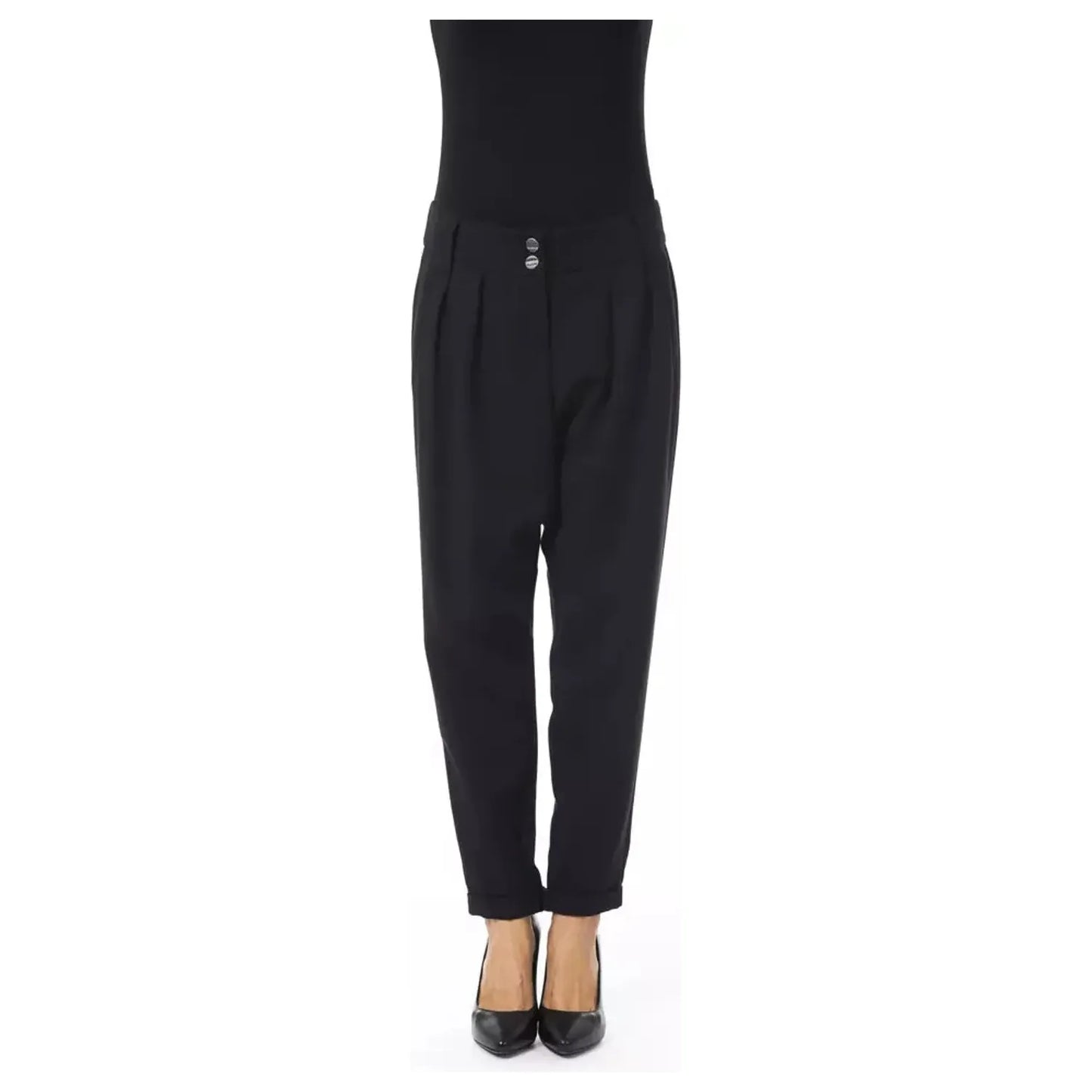 BYBLOS Elegant Oversized Black Trousers nero-jeans-pant-5