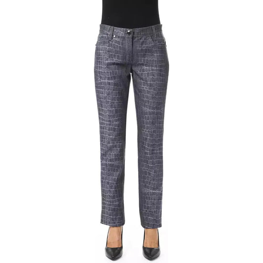 BYBLOS Chic Croc Print Trousers with Pockets black-viscose-jeans-pant