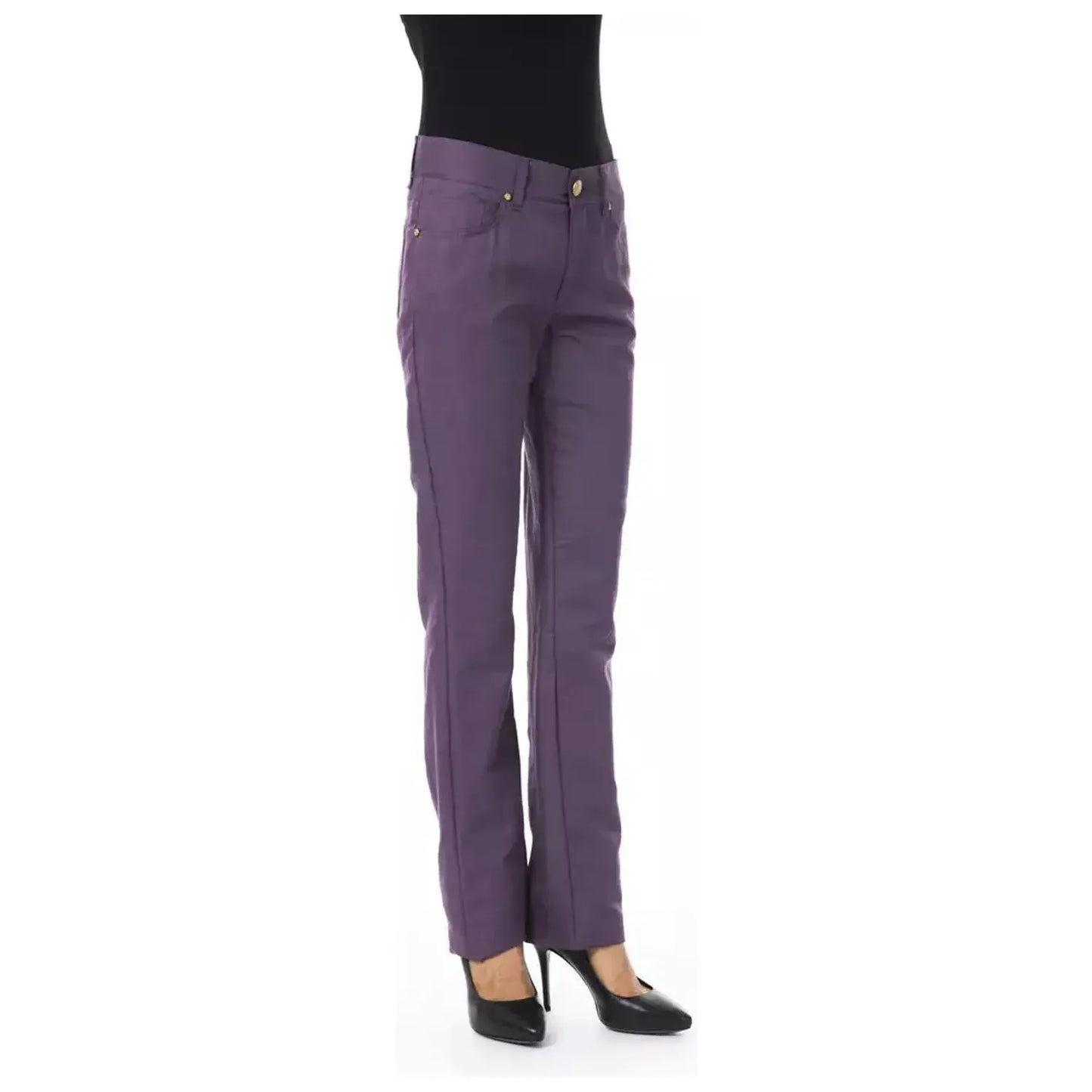 BYBLOS Chic Purple Cotton-Blend Trousers violet-cotton-jeans-pant stock_product_image_17632_1002858928-31-fa134731-877.webp