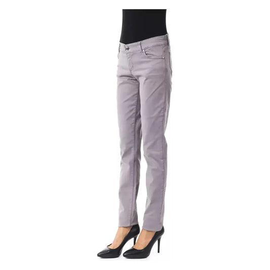 BYBLOS Chic Gray Cotton Blend Pants gray-cotton-jeans-pant-14