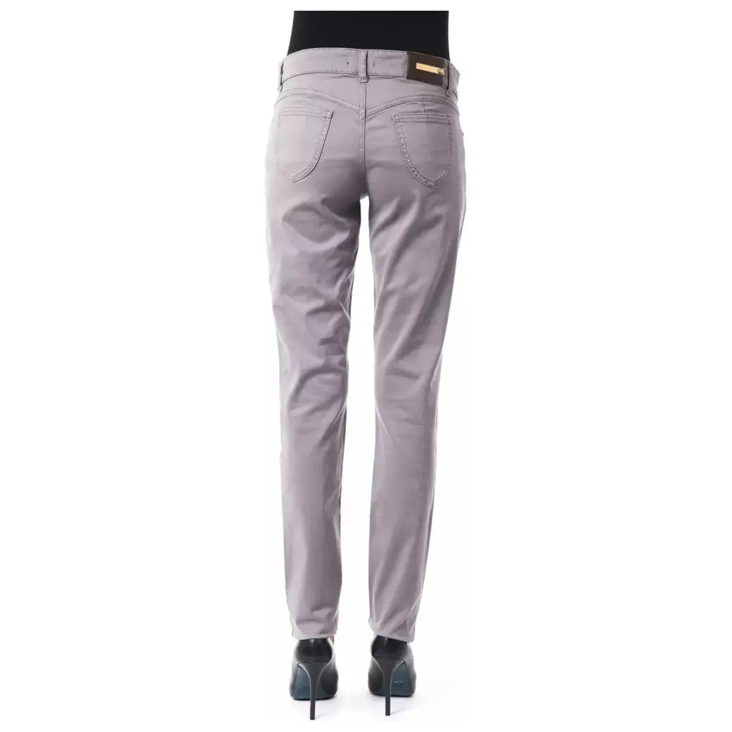 BYBLOS Chic Gray Cotton Blend Pants gray-cotton-jeans-pant-14
