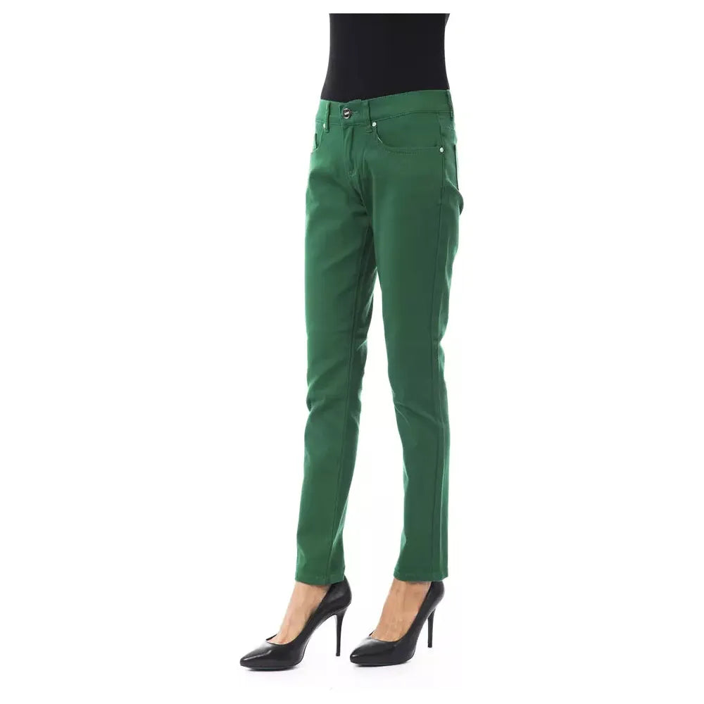 BYBLOS Chic Green Slim Fit Cotton Pants green-cotton-jeans-pant-9