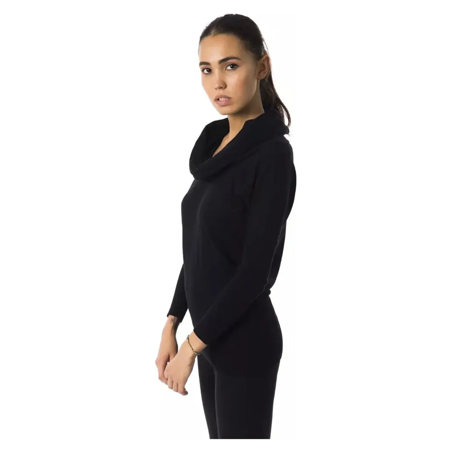 BYBLOS Elegant Open Collar Black Pullover for Women nero-sweater-3