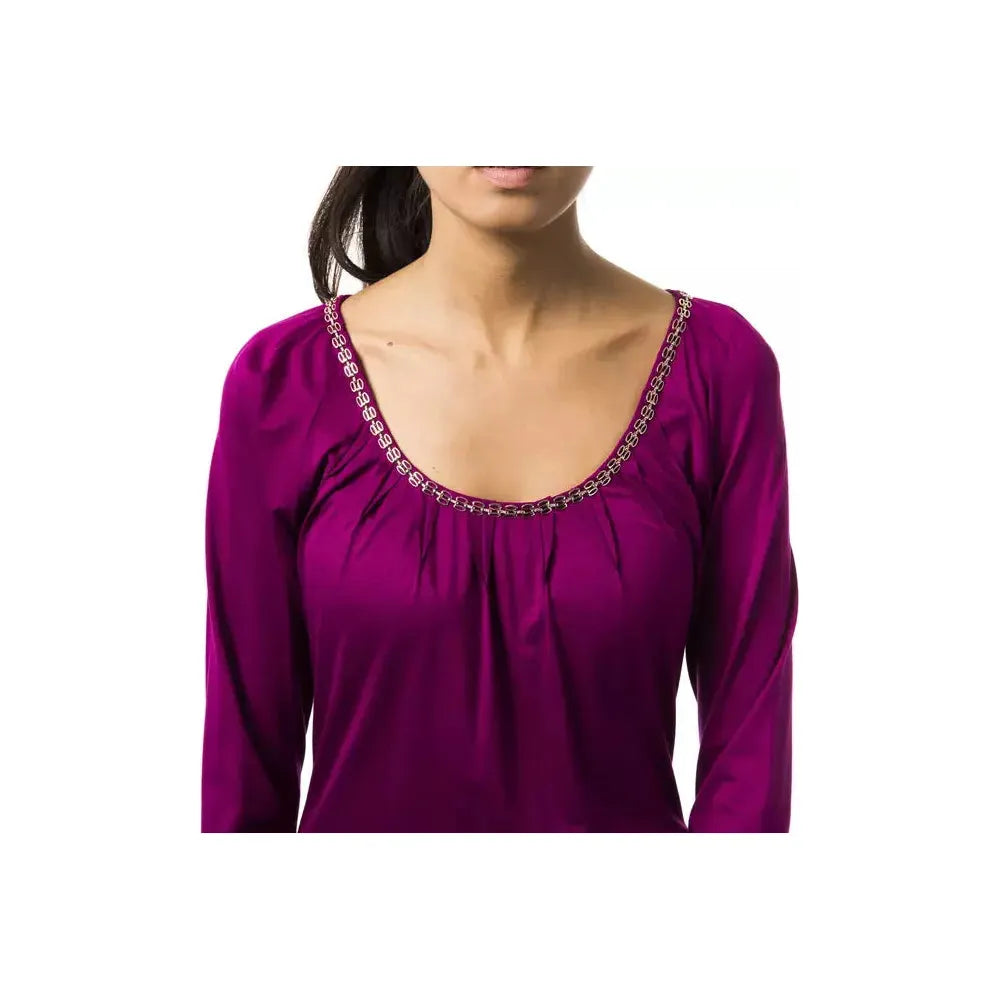 BYBLOS Chic Purple Long Sleeve Round Neck Tee purple-viscose-tops-amp-t-shirt