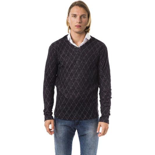 BYBLOS Elegant V-Neck Patterned Sweater black-cotton-sweater
