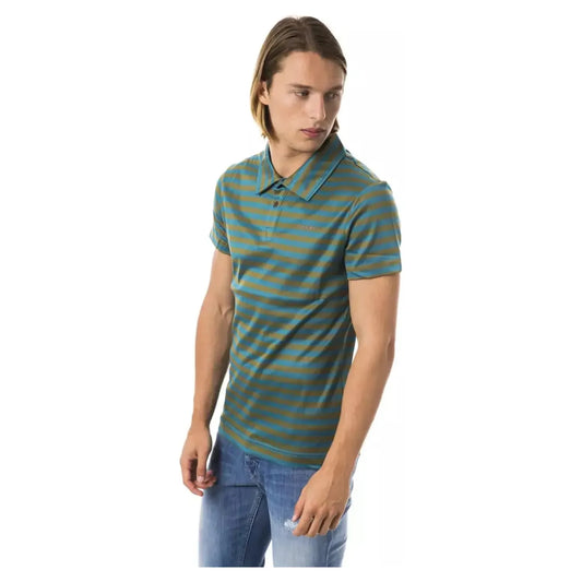 BYBLOS Green Striped Cotton Polo with Chest Embroidery green-cotton-t-shirt-11