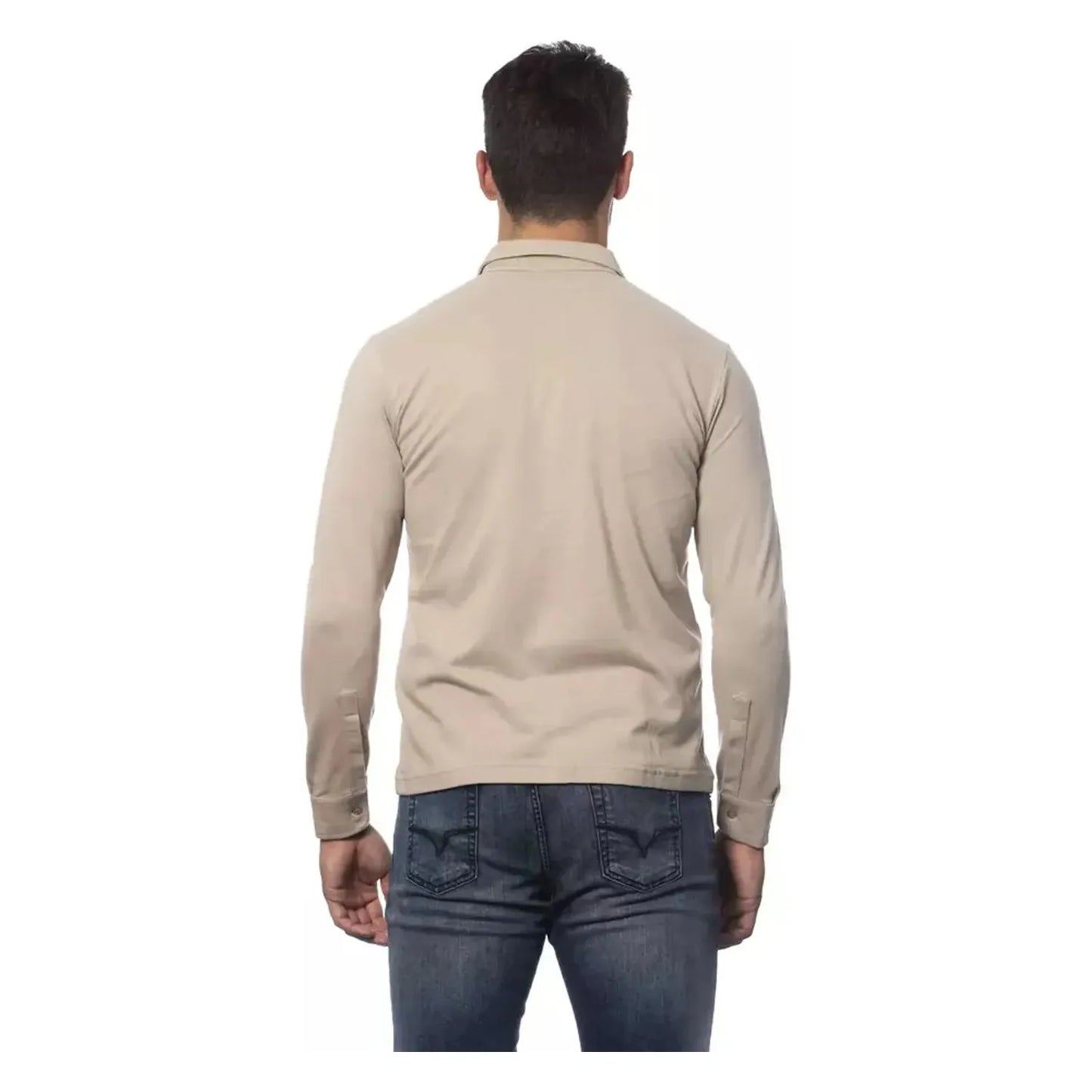Verri Elegant Beige Regular Fit Cotton Shirt v-shirt