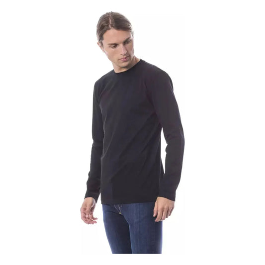 Verri Elegant Black Cotton Long Sleeve T-Shirt vnero-t-shirt
