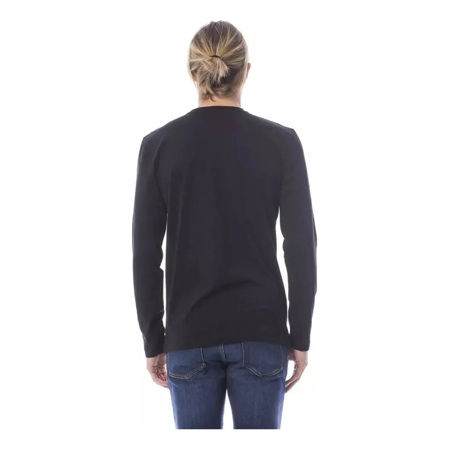 Verri Elegant Black Cotton Long Sleeve T-Shirt vnero-t-shirt