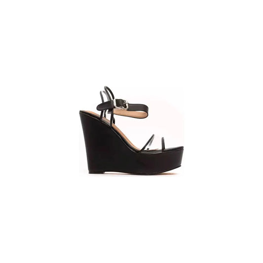 Péché Originel Elevate Your Look with Chic Transparent Wedge Sandals black-sandal