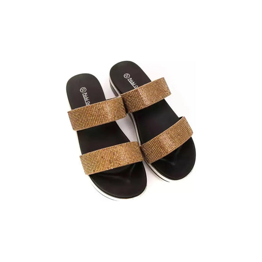 Péché Originel Beige Dual-Strap Rhinestone Sandals WOMAN SANDALS beige-textile-sandal